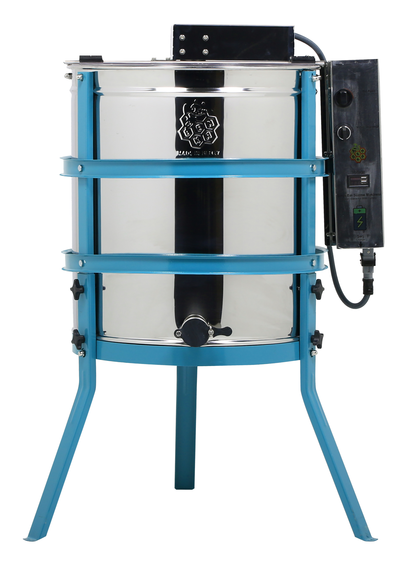 4 Çerçeveli Bal Süzme Makinesi Şarjlı AISI 304