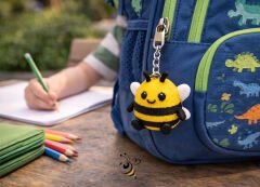 Mini Arı Anahtarlık – 32 mm 3D Sevimli Tasarım