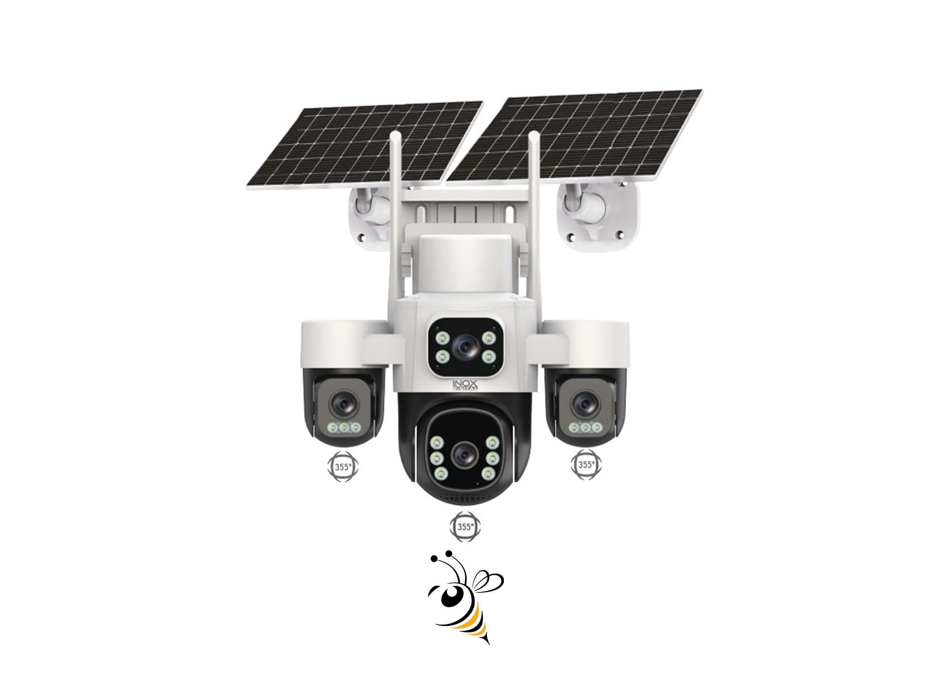 INOX X24 Solar 4G Güvenlik Kamerası – 4 Lens PTZ, SIM Kartlı, WiFi Gerektirmeyen Dış Mekan Kamera