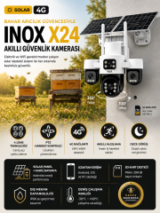 INOX X24 Solar 4G Güvenlik Kamerası – 4 Lens PTZ, SIM Kartlı, WiFi Gerektirmeyen Dış Mekan Kamera